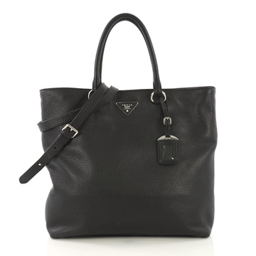 Prada Convertible Shopper Tote Vitello Daino Large Black 423911