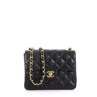 Chanel Model: Vintage Square Classic Single Flap Bag Quilted Caviar Mini Black 42396/13