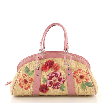 Christian Dior Detective Doctor Bag Floral Raffia Medium