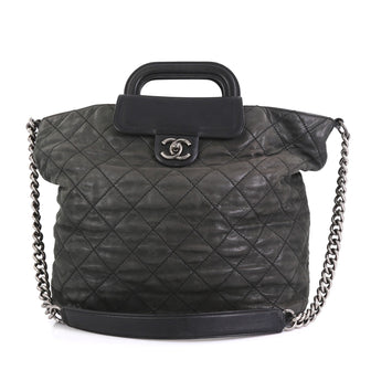 Chanel In The Mix Shopping Tote Quilted Iridescent Calfskin Large Black 4240013