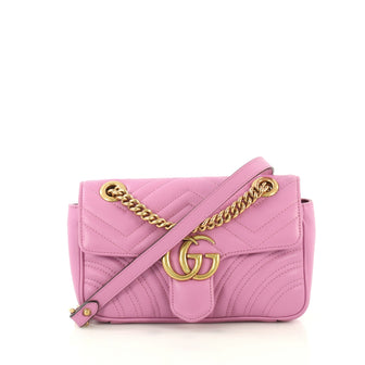 Gucci GG Marmont Flap Bag Matelasse Leather Mini Purple 4240017