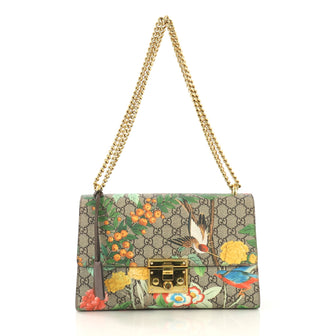 Gucci Padlock Shoulder Bag Tian Print GG Coated Canvas Medium