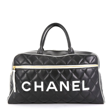 Chanel Vintage Logo Bowler Bag Quilted Lambskin Large