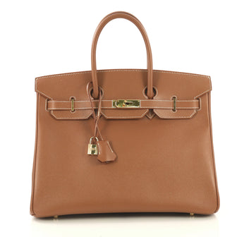 Hermes Birkin Handbag Brown Courchevel with Gold Hardware 35 Brown  42418/6