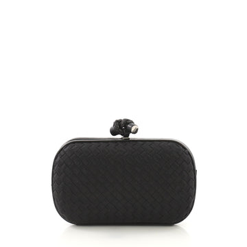 Bottega Veneta Box Knot Clutch Intrecciato Satin Small Black 424401