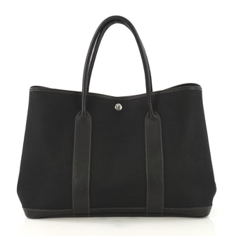 Hermes Garden Party Tote Toile and Leather 36 Black 424482