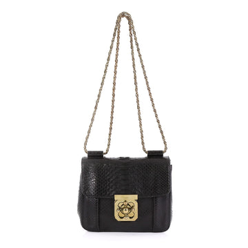 Chloe Elsie Chain Shoulder Bag Python Small Black 424522