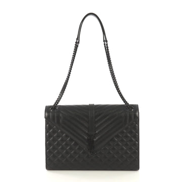 Saint Laurent Classic Monogram Envelope Satchel Quilted Leather Large