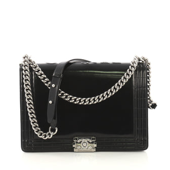 Chanel Model: Reverso Boy Flap Bag Glazed Calfskin Large Black 42470/2