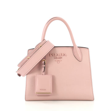 Prada Monochrome Tote Saffiano Leather with City Calfskin Small