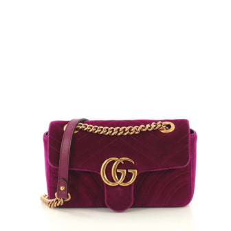 Gucci GG Marmont Flap Bag Matelasse Velvet Mini Purple 424891