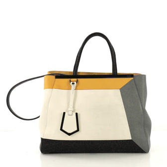 Fendi Color Block 2Jours Bag Leather Medium White 424962