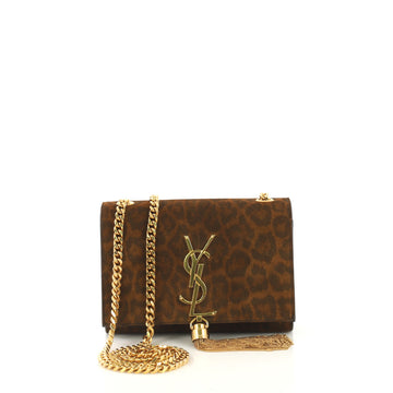 Classic Monogram Tassel Crossbody Bag Printed Suede Small