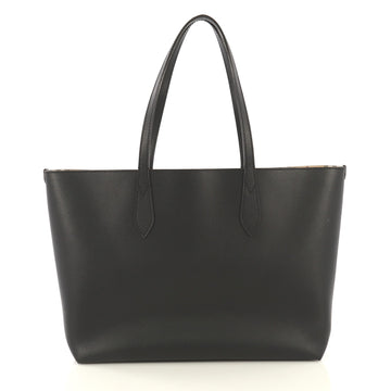 Burberry Reversible Tote Haymarket Coated Canvas and Leather Medium Black 424981