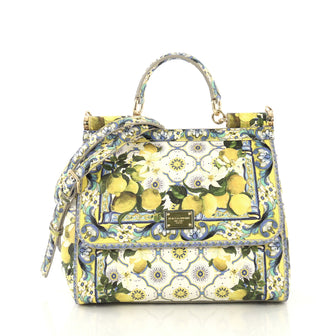 Dolce & Gabbana Miss Sicily Handbag Printed Leather Medium 