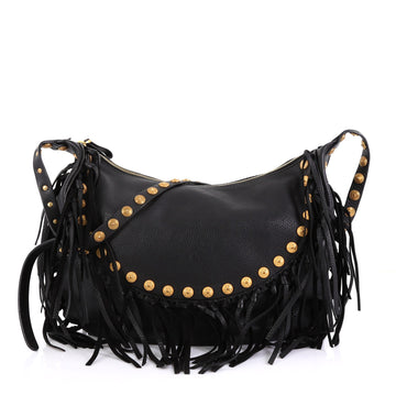Valentino C-Rockee Fringe Hobo Studded Leather Large