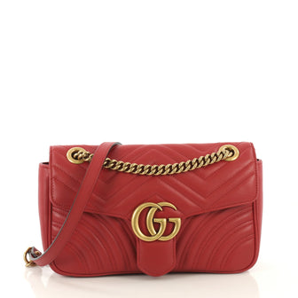 Gucci GG Marmont Flap Bag Matelasse Leather Small Red 425032