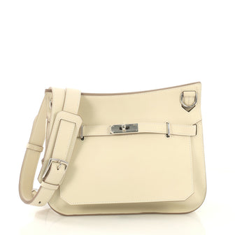 Hermes Jypsiere Handbag Swift 28 White 425171