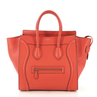 Celine Model: Luggage Handbag Grainy Leather Mini Orange 42582/1