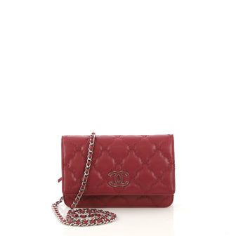 Chanel Double Stitch Hamptons Wallet On Chain Quilted Leather