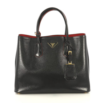 Prada Cuir Double Tote Vernice Saffiano Leather Medium Black 4259141