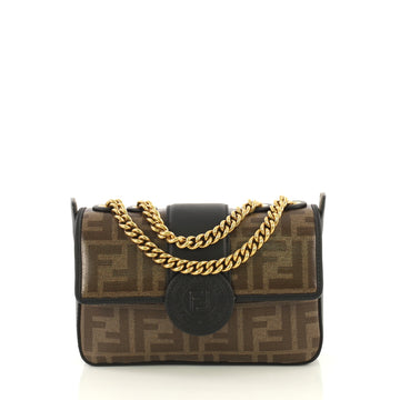 Fendi 1974 Double F Flap Bag Zucca Coated Canvas Mini Black 425918