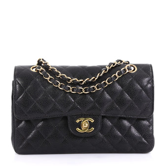 Chanel Model: Vintage Classic Double Flap Bag Quilted Caviar Small Black 42595/32