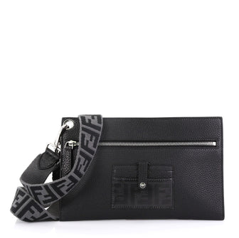 Fendi Model: Flat Pouch Crossbody Bag Leather Medium Black 42595/37