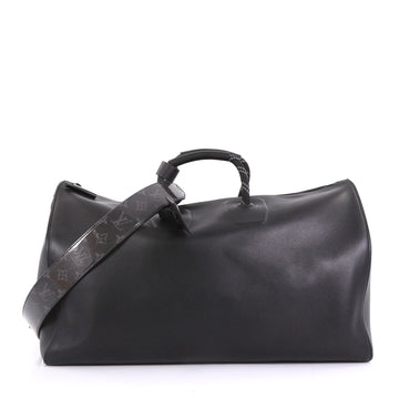 Louis Vuitton Keepall Bandouliere Bag Infinity Leather with Limited Edition Monogram Glaze Eclipse Canvas 50