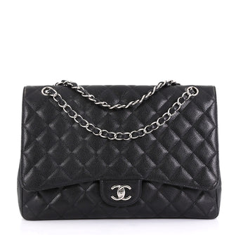 Chanel Model: Classic Single Flap Bag Quilted Caviar Maxi Black 42595/4