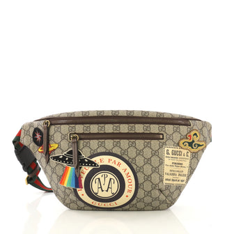 Gucci Model: Courrier Zip Belt Bag GG Coated Canvas with Applique Brown 42601/1