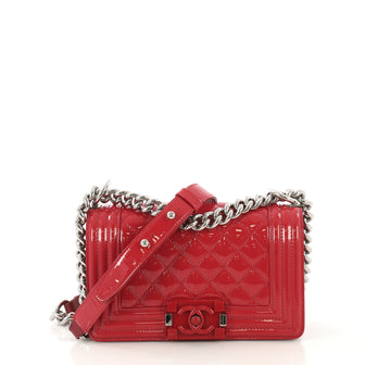Chanel Model: Boy Flap Bag Quilted Plexiglass Patent Small Red 42604/1