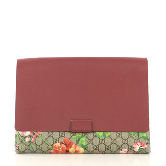 Gucci Envelope Clutch Blooms Print GG Coated Canvas and Leather Large