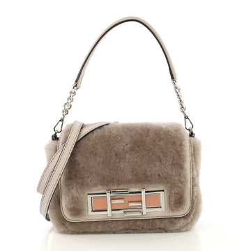 Fendi 3Baguette Convertible Crossbody Shearling Small