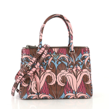 Prada Double Zip Lux Tote Printed Saffiano Leather Small  brown 42611/107