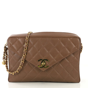 Chanel Model: Vintage Front Pocket Camera Bag Quilted Caviar Large Brown 42611/108