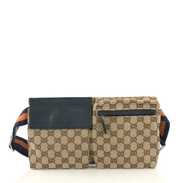 Gucci Vintage Double Belt Bag GG Canvas