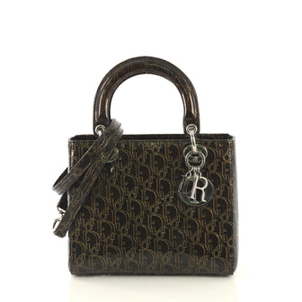 Christian Dior Lady Dior Handbag Ultimate Embossed Patent Medium Brown 42611121