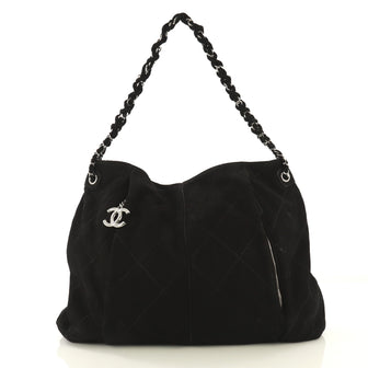 Chanel Ultimate Stitch Hobo Quilted Nubuck Large Black 42611122