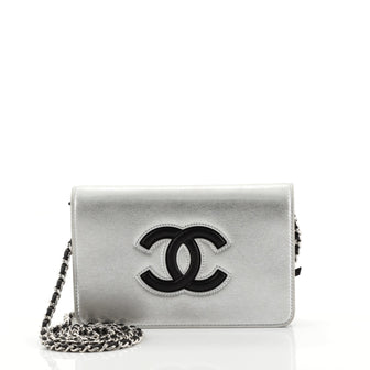 Chanel Airlines CC Wallet on Chain Calfskin Metallic 42611127