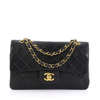 Chanel Vintage Classic Double Flap Bag Quilted Lambskin Small