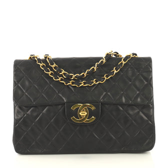 Chanel Vintage Classic Single Flap Bag Quilted Lambskin Maxi Black 42611154