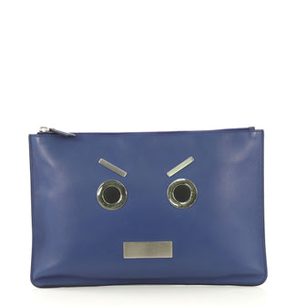 Fendi Model: Faces Pouch Leather Medium Blue 42611/172