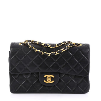 Chanel Vintage Classic Double Flap Bag Quilted Lambskin Small