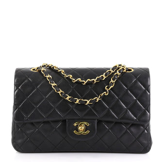 Chanel Model: Vintage Classic Double Flap Bag Quilted Lambskin Medium  Black 42611/86