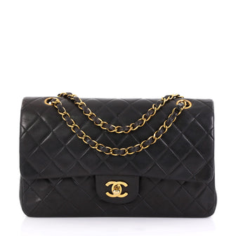 Chanel Vintage Classic Double Flap Bag Quilted Lambskin Medium