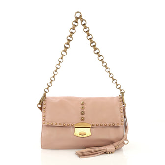 Prada Model: Chain Strap Shoulder Bag Studded Leather Small Pink 42611/8