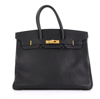 Hermes Birkin Handbag Black Fjord with Gold Hardware 35 - Rebag