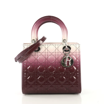 Christian Dior Lady Dior Handbag Ombre Cannage Quilt Patent Medium  purple 42618/8