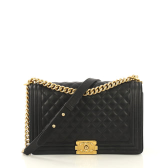 Chanel Boy Flap Bag Quilted Calfskin New Medium Black 426191